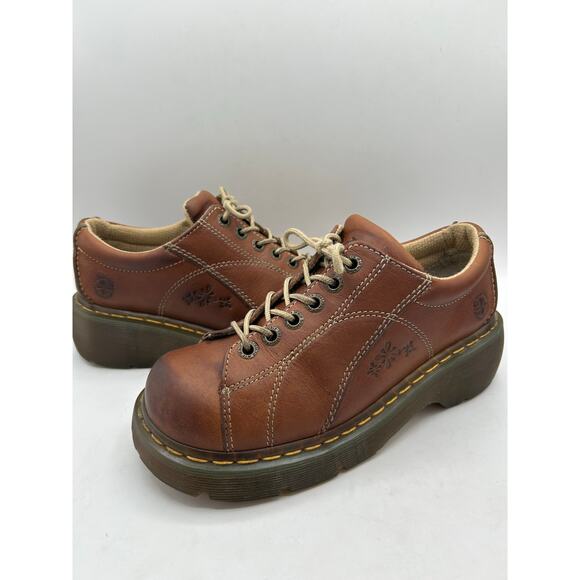 RARE DAISY Dr. Martens Chunky Platform Brown
Leather 12283 Oxford Boot WMS Sz 8 - Picture 3 of 13